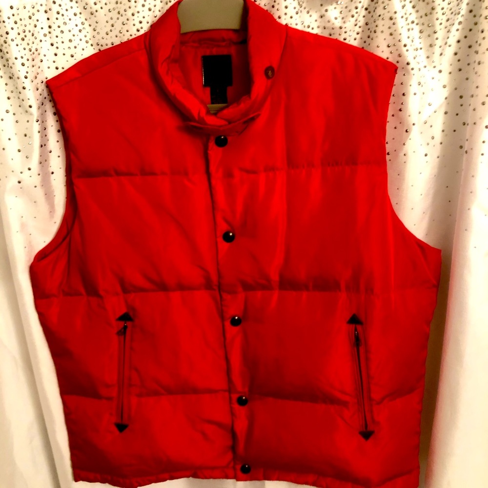 SAKS FIFTH AVENUE Red Men's Puffer Vest Warm Duck